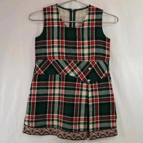 Vintage Girl's  Tartan Plaid Dress - Picture 1 of 9